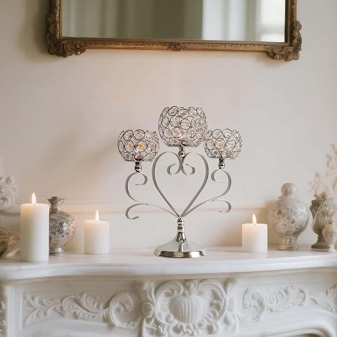 2 Pcs 3-Arm Heart Tea Light Candle Holder - Image 6