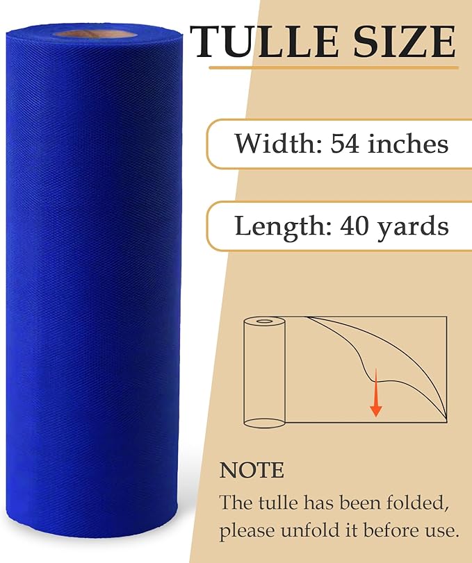 Royal Blue Tulle Fabric Roll - Image 2