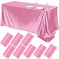 TURSTIN 8 Packs Pink Satin Tablecloth 102 x 58 Inch Overlay Satin Table Cover by TURSTIN