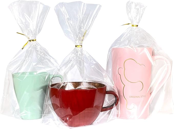 PigPotParty Cellophane Bags 8"x11", 50 Pack Clear Gift Bags, 3.15" Bottom Gusset by PigPotParty