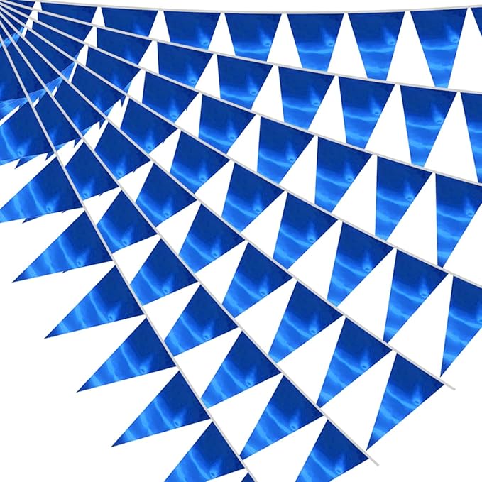 40M/130FT Blue Triangle Pennant Banner Flag Metallic Fabric Bunting Garland by raqieden