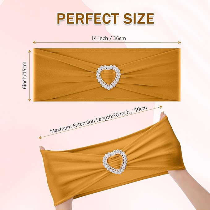Howhic Pack of 30 Spandex Chair Sashes Bows Stretch Chair Cover Band - Image 2