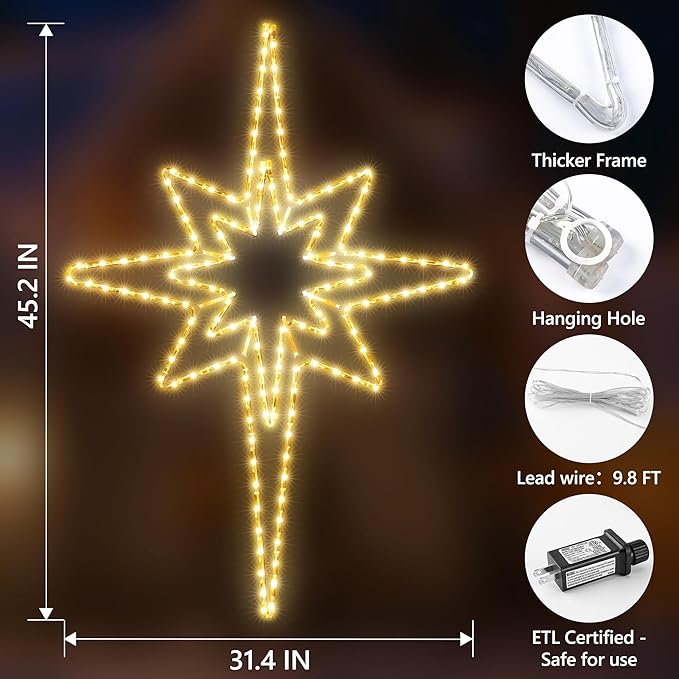 Christmas 45'' Bethlehem Star Lights Decoration - Image 3