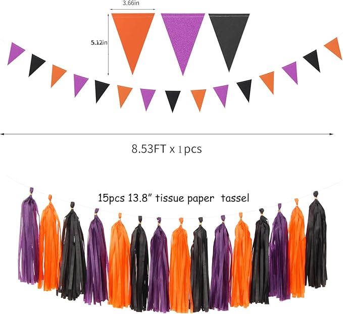 Black Purple Orange Halloween Party-Decorations - Image 2