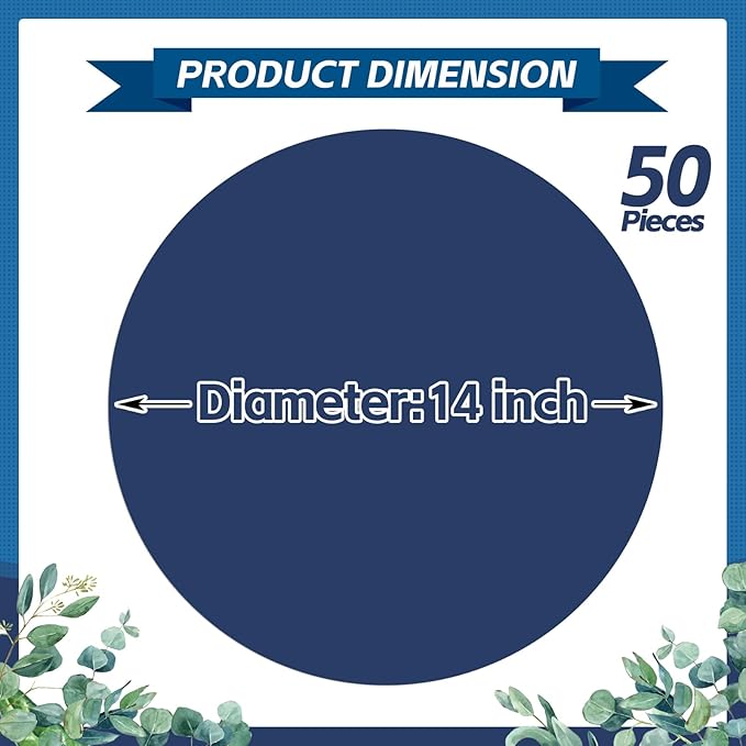 50 Pieces Navy Blue Paper Place Mats Blue Round Disposable Table Mats - Image 2