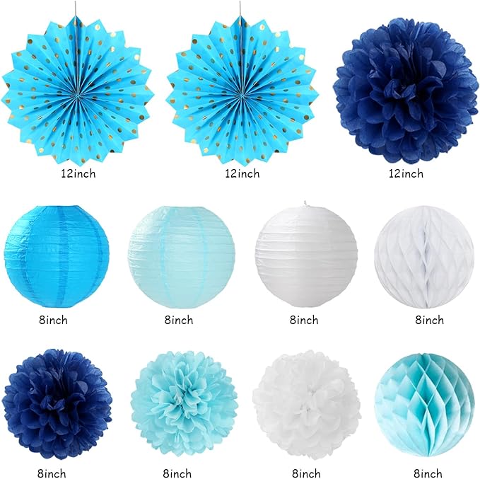 Light-Royal Blue White Birthday Party-decorations - Image 2