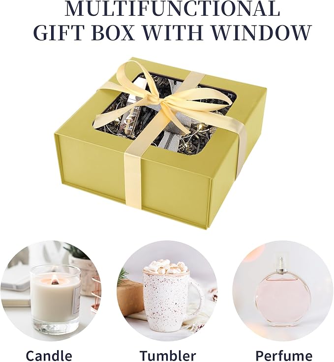 TIACABO Gold Gift Box with Window, 7.5"x7.5"x3.1" Bridesmaid Boxe - Image 3