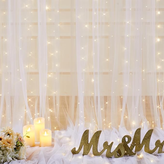 20x10ft White Tulle Backdrop Curtains - Image 5