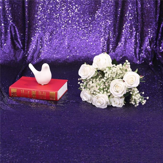 Eternal Beauty Purple Sequin Backdrop, 6x6 Ft Halloween Glitter Background - Image 9