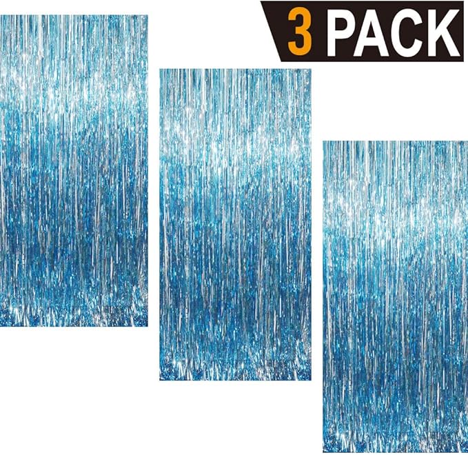 GOER 3.2 ft x 8.2 ft Metallic Tinsel Foil Fringe Curtains Party Photo Backdrop - Image 2