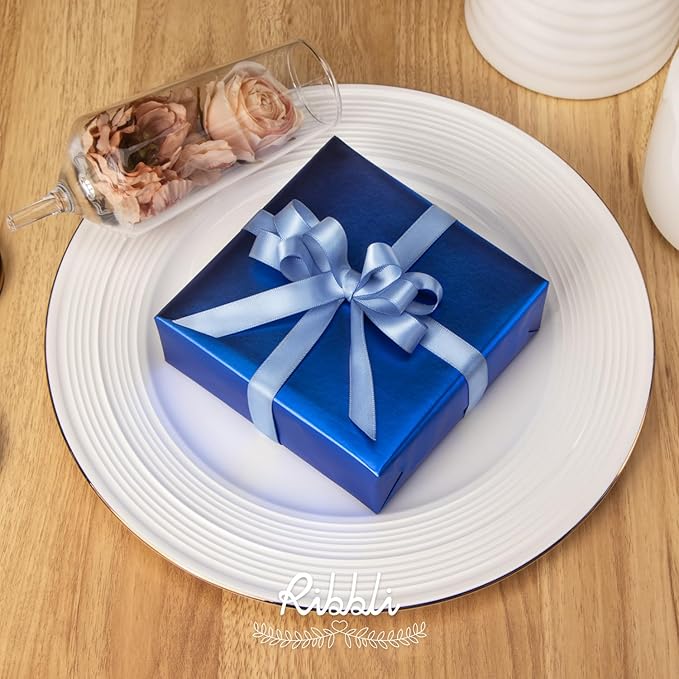 Ribbli Dusty Blue Satin Ribbon Double Faced Satin 1/2 Inch x Continuous 100 - Image 2