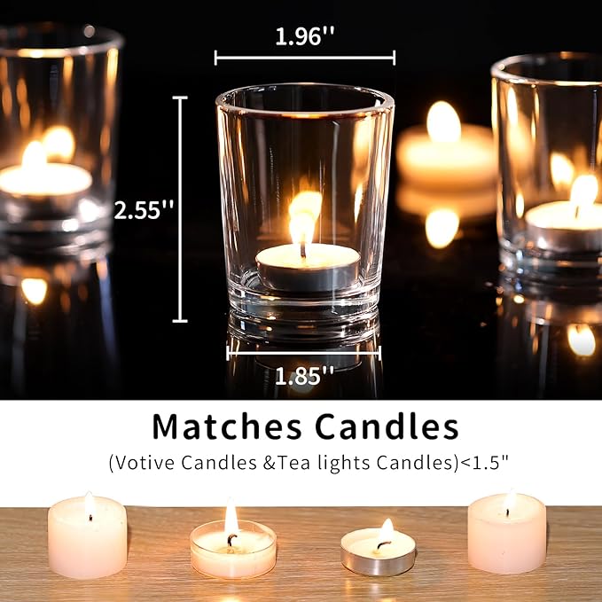 DARJEN 60Pcs Votive Candle Holders- Clear Tea Lights Candle Holder, Glass - Image 2