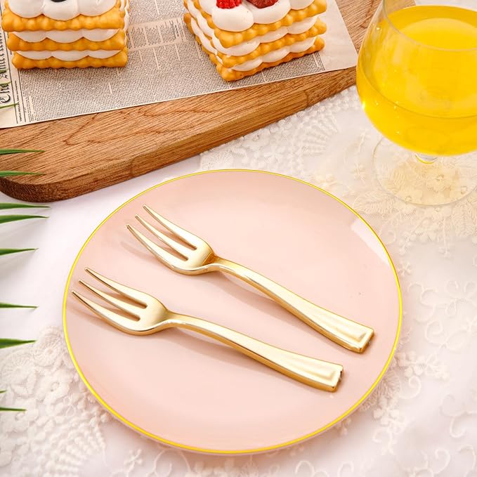 Festiva 200Pcs Pink Gold Cake Plates 6.3" - Image 5
