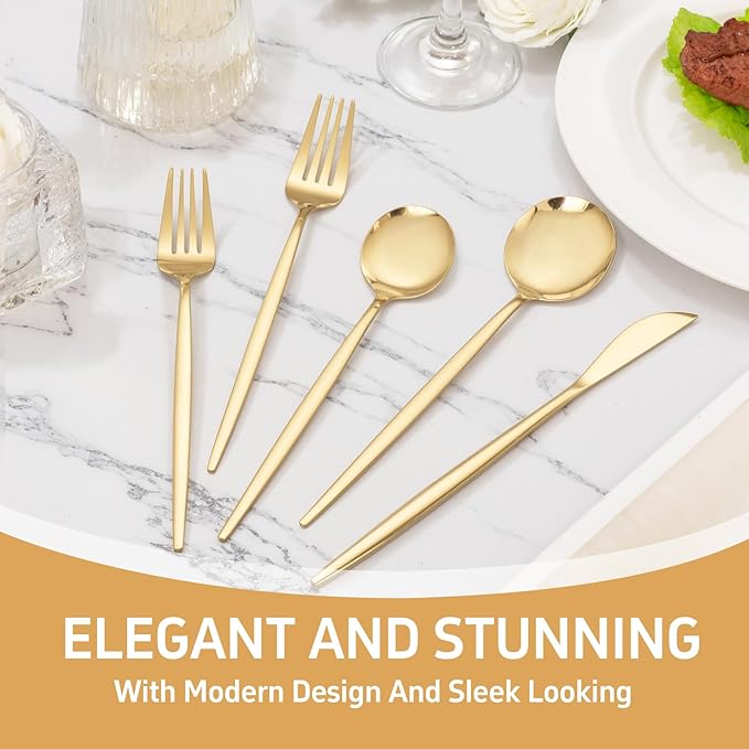 NOCCUR 40-Piece Gold Silverware Set - Image 6