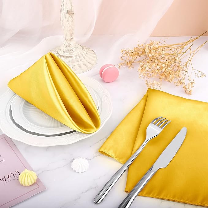 ANECO 16 Pack Square Satin Napkin Bright Silk Table Napkin Soft Smooth Fabric - Image 5