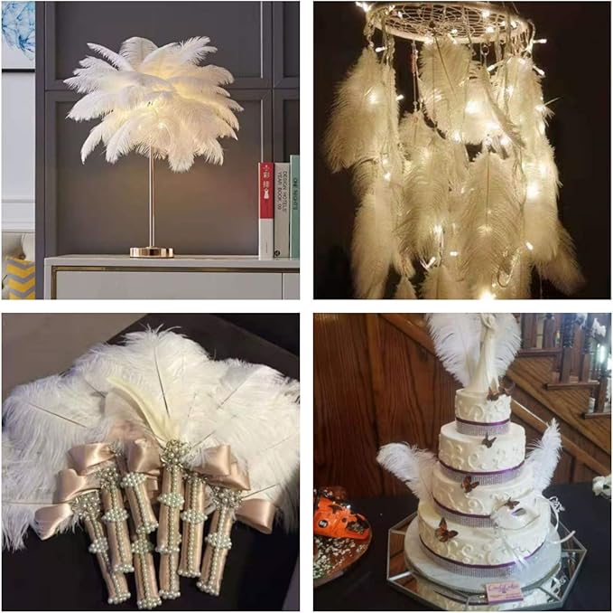 12pcs Natural White Ostrich Feathers 12-14inch - Image 7