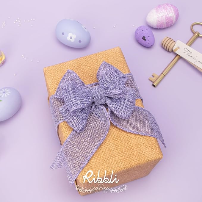Ribbli Light Purple/Lavender Burlap Wired Ribbon, 1-1/2 Inch x 10 Yard - Image 4