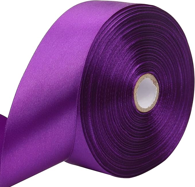 Purple Solid Satin Ribbon 1-1/2 Inch 50 Yards Solid Polyester Fabric Ribbon by Riunbb