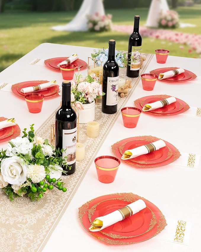 Goodluck 350 Piece Red Dinnerware Set - Image 6