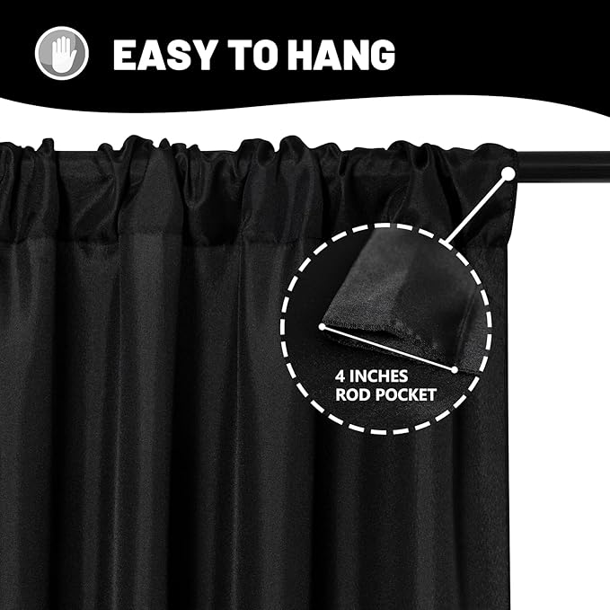 Black Backdrop Curtain for Party, Halloween Backdrop Rod Pocket Photo Drapes - Image 5