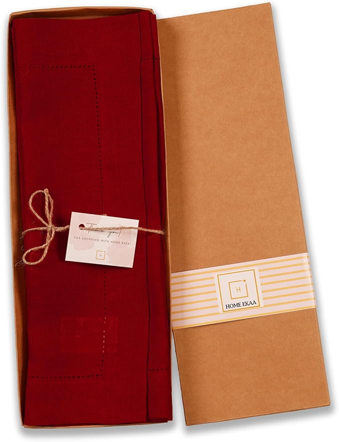 100% Pure Linen Red Placemats 14 x 19 Inch - Image 4