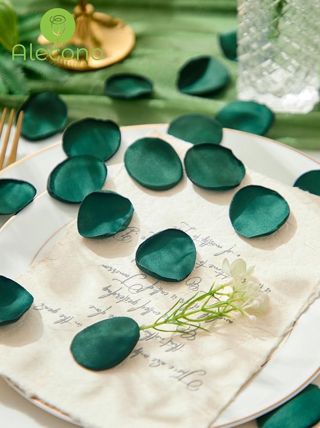 Alecono 600Pcs Silk Rose Petals, Fake Dark Green Petals - Image 5