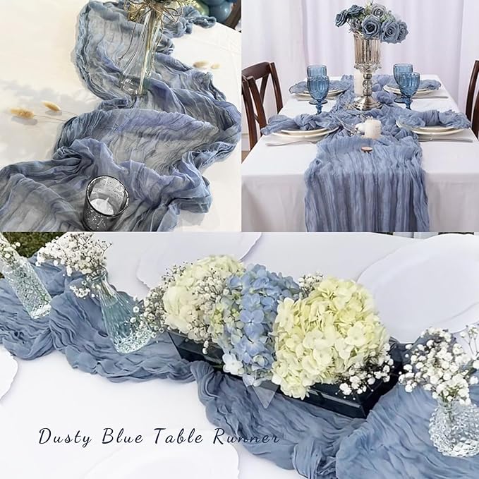 6 Pack Dusty Blue 10FT Cheesecloth Table Runner Rustic Gauze Fabric Cheese - Image 6