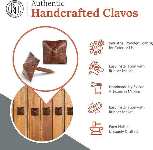100 Pack 0.75" Square Head Iron Clavos Decorative Nails – Sealed Rusted – - Image 2