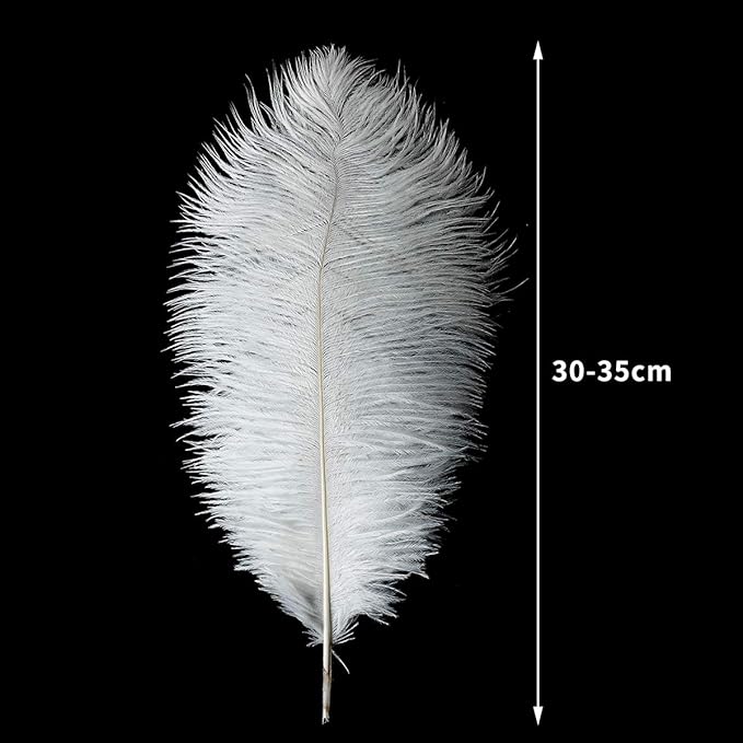 12pcs Natural White Ostrich Feathers 12-14inch - Image 2
