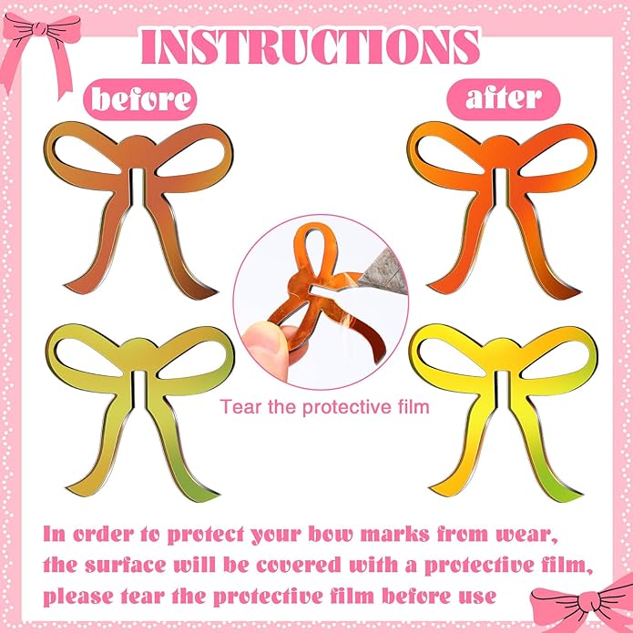 36 Pcs Bow Drink Markers Acrylic Drink Tags Bowknot Wine Glass Charms - Image 3