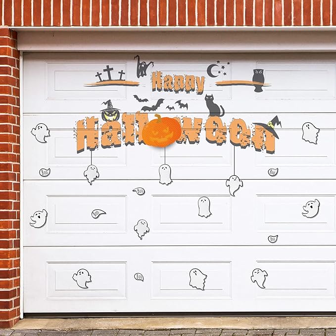 Chinco 18 Pcs Halloween Ghost Car Magnets Reflective Ghost Boo Refrigerator - Image 2