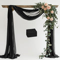 Wedding Arch Draping Fabric 4 Panels 28.7" x 20FT Black Sheer Chiffon Backdrop by Xiomot