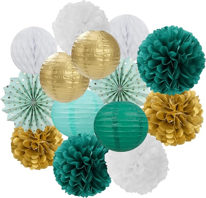 Sage-Green Teal-Gold Baby-Shower Party Decorations by LastingSurprise