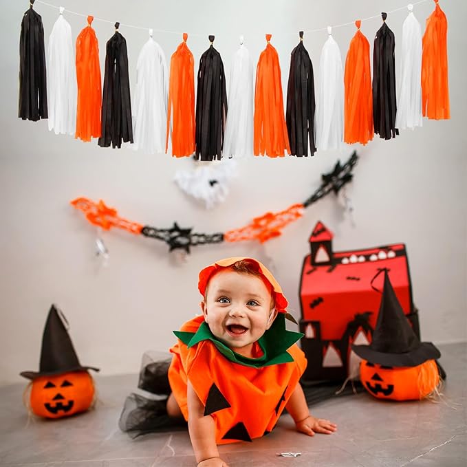 Black-White Orange Halloween Party-Decorations Tassel-Garland - Image 4