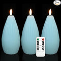 Silverstro Ocean Flameless Candles Remote Irregular Polygon Ribbed Design Real by Silverstro