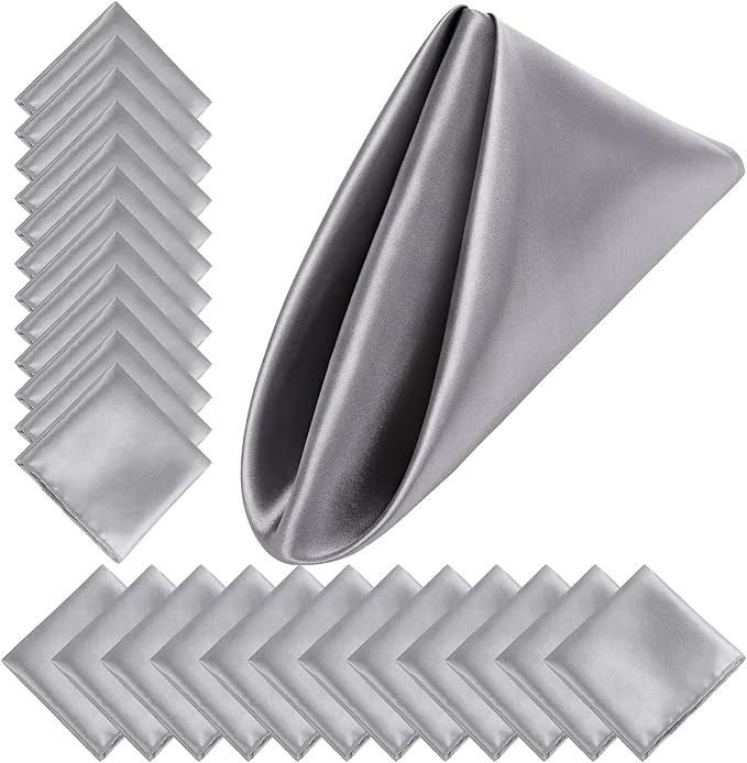 Aneco 24 Pieces Satin Napkin Square 20 x 20 Inches Dinner Napkins Weddings by Aneco