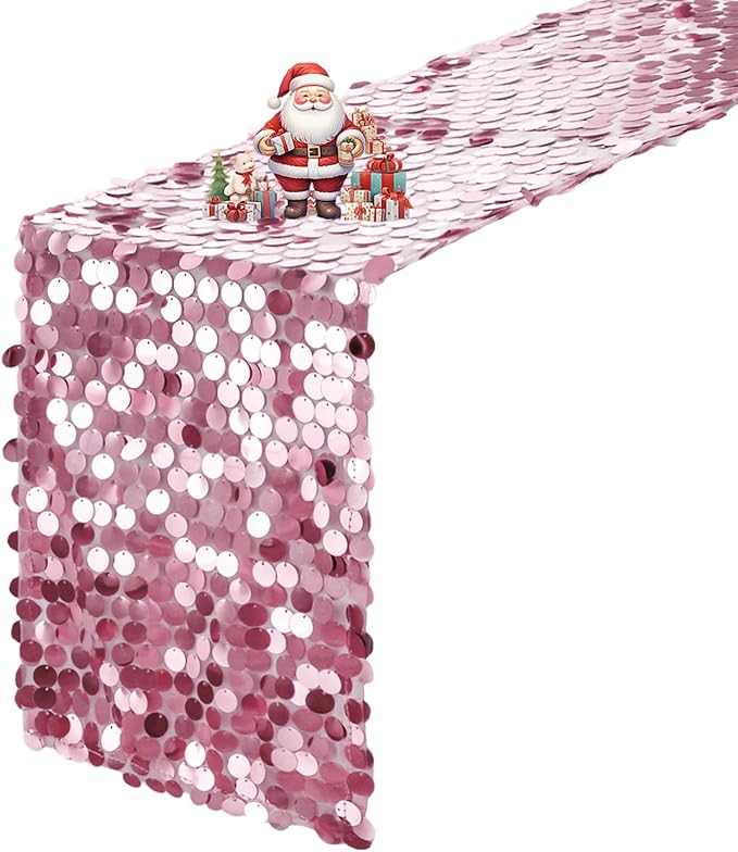 VHH Sequin Table Runner 12 x 108 inches Pink Table Runner, Glitter Runner by VHH
