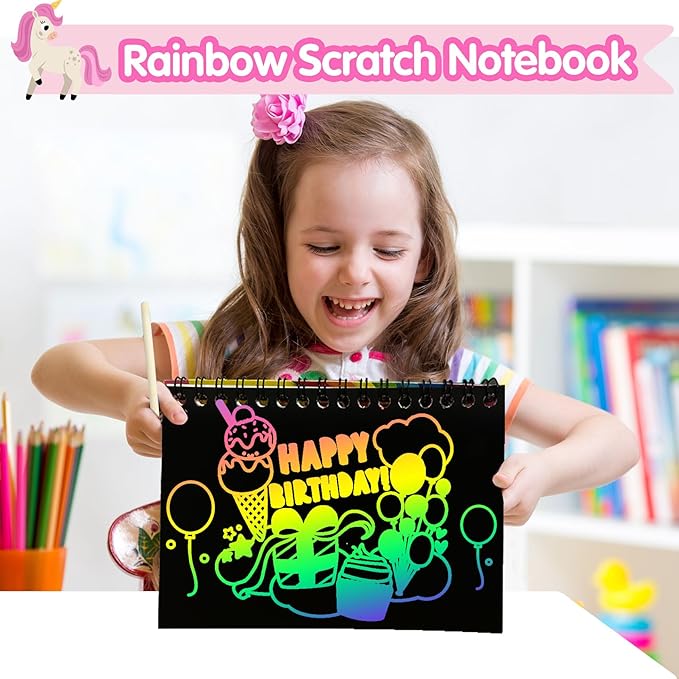 ZMLM Rainbow Scratch Party Favors Kids: Birthday Gifts Toy Bulk Scratch Art - Image 4