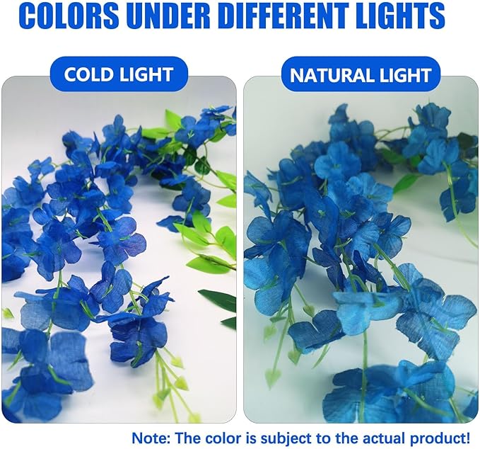 24 Pack Royal Blue Wisteria Hanging Flowers, 3.4 Ft Fake Hanging Flowers - Image 2