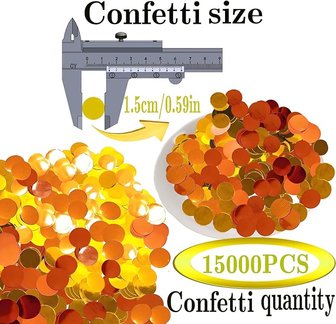 Gold and Orange Round Foil Confetti Beautiful Metallic Table Confetti - Image 3