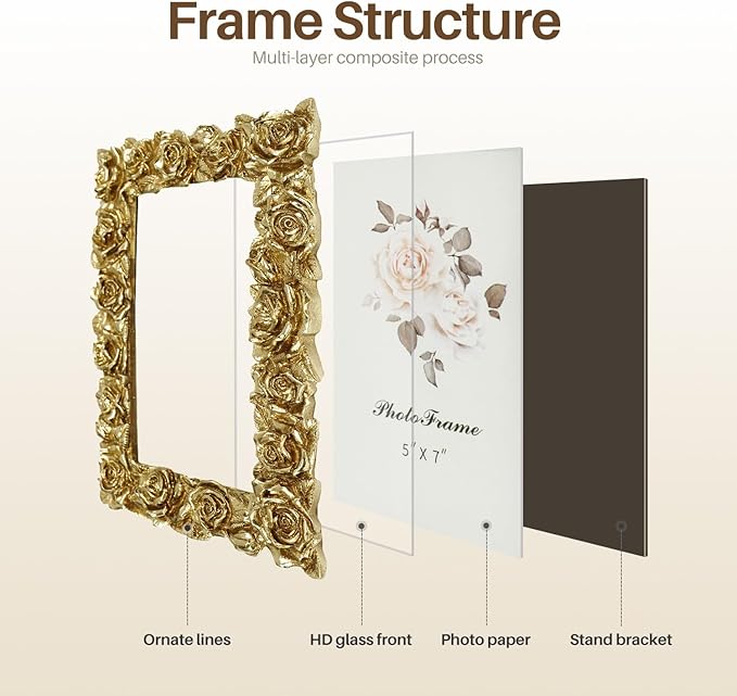 Cuspin Vintage Gold 5x7 Picture Frame, Antique Picture Frames Photo Gallery - Image 7