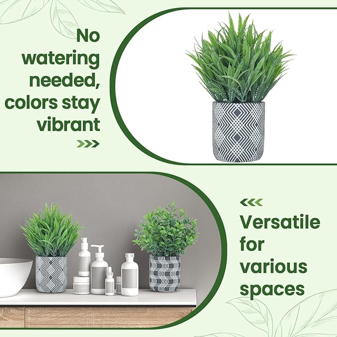 2 Pack Small Fake Plants, Fake Grass Plant, Artificial Boxwood - Image 3