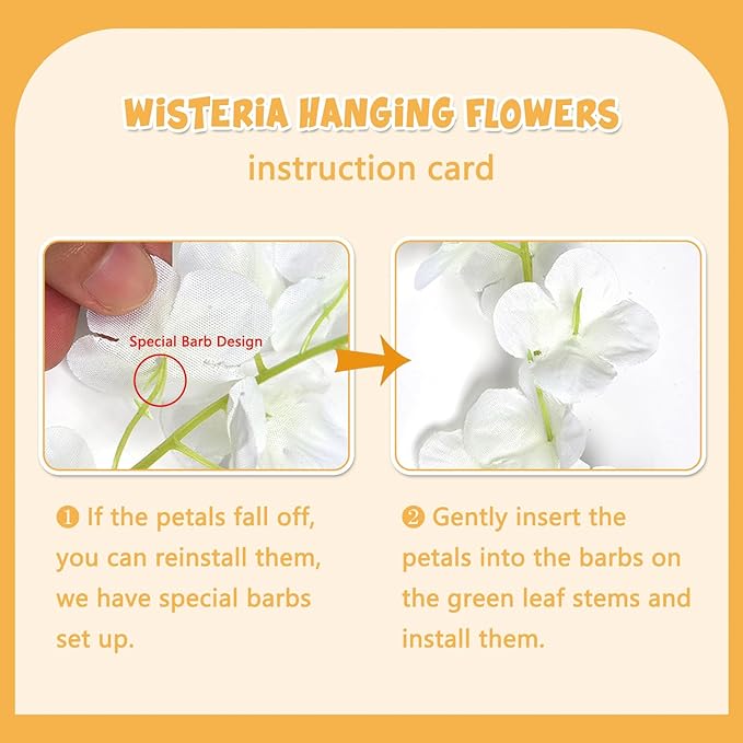 24 Pack Orange Wisteria Hanging Flowers Garland, 3.77 Feet Artificial Flower - Image 4