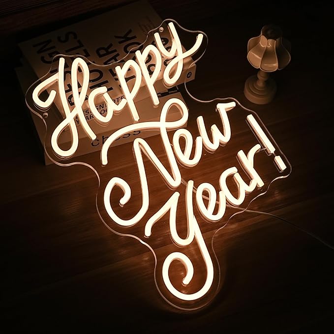 Happy New Year Neon Sign Warm White Led Neon Lights - Image 5