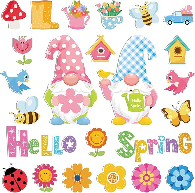 25 Pcs Hello Spring Magnet Car Decorations Colorful Waterproof Flowers - Image 8