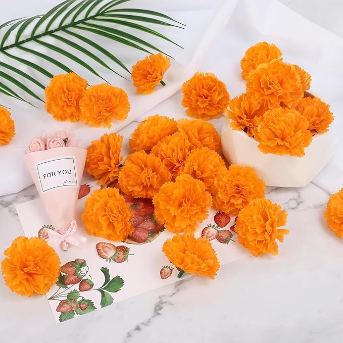 50 Pcs Artificial Marigold Flowers, Indian Wedding, DIY Wreath Garland - Image 9