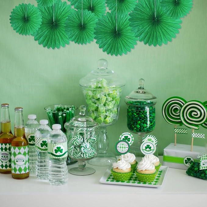 20 Pcs Green Hanging Paper Fan, Hanging Honeycomb Round Paper Fans - Image 4