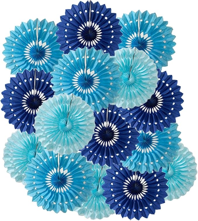 15pcs 6'' 8'' 10'' Paper Fans Set by Meeom