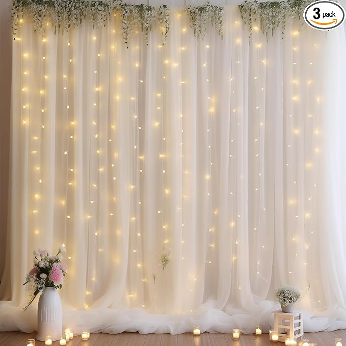 10ft x 10ft Cream White Chiffon Backdrop Curtain by WishCare