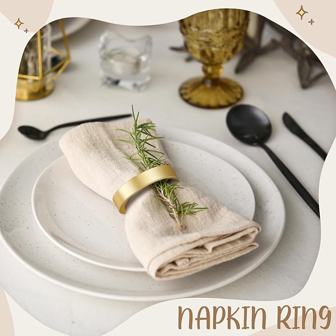 Lallisa Gold Napkin Rings Metal Napkin Ring Holders - Image 7